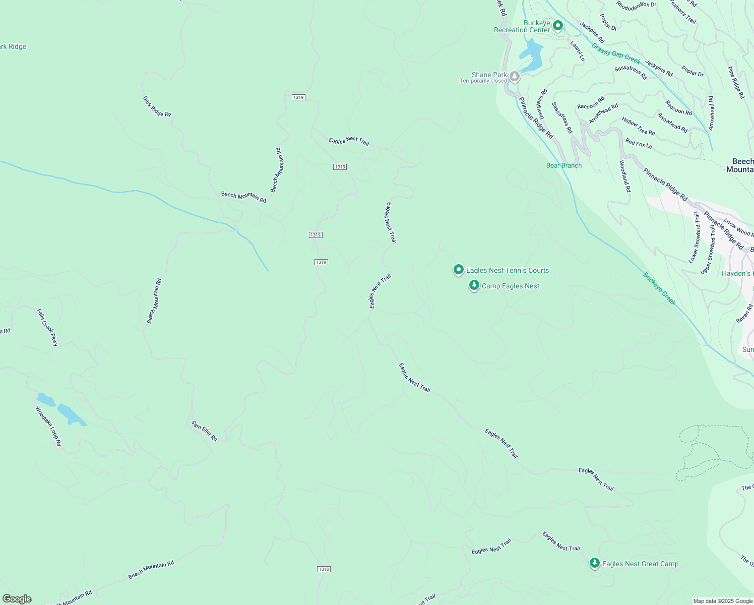 map of restaurants, bars, coffee shops, grocery stores, and more near Eagles Nest Trail in Avery County