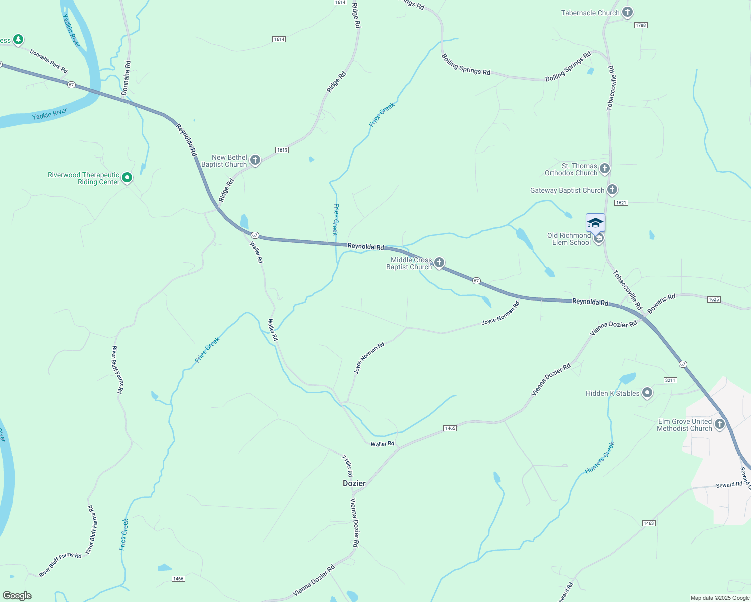 map of restaurants, bars, coffee shops, grocery stores, and more near 5905 Scales Drive in Pfafftown