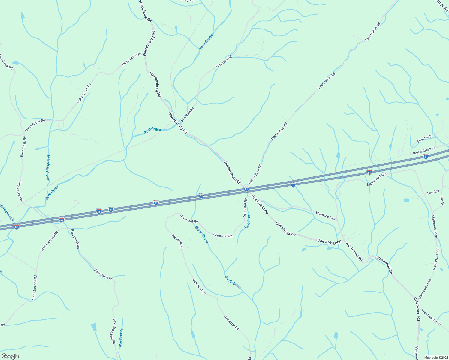 map of restaurants, bars, coffee shops, grocery stores, and more near 3480 Warrensburg Road in Whitesburg