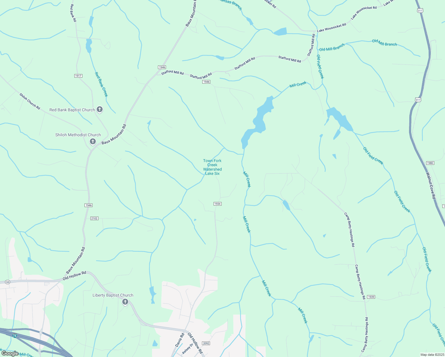 map of restaurants, bars, coffee shops, grocery stores, and more near 5820 Davis Road in Walkertown