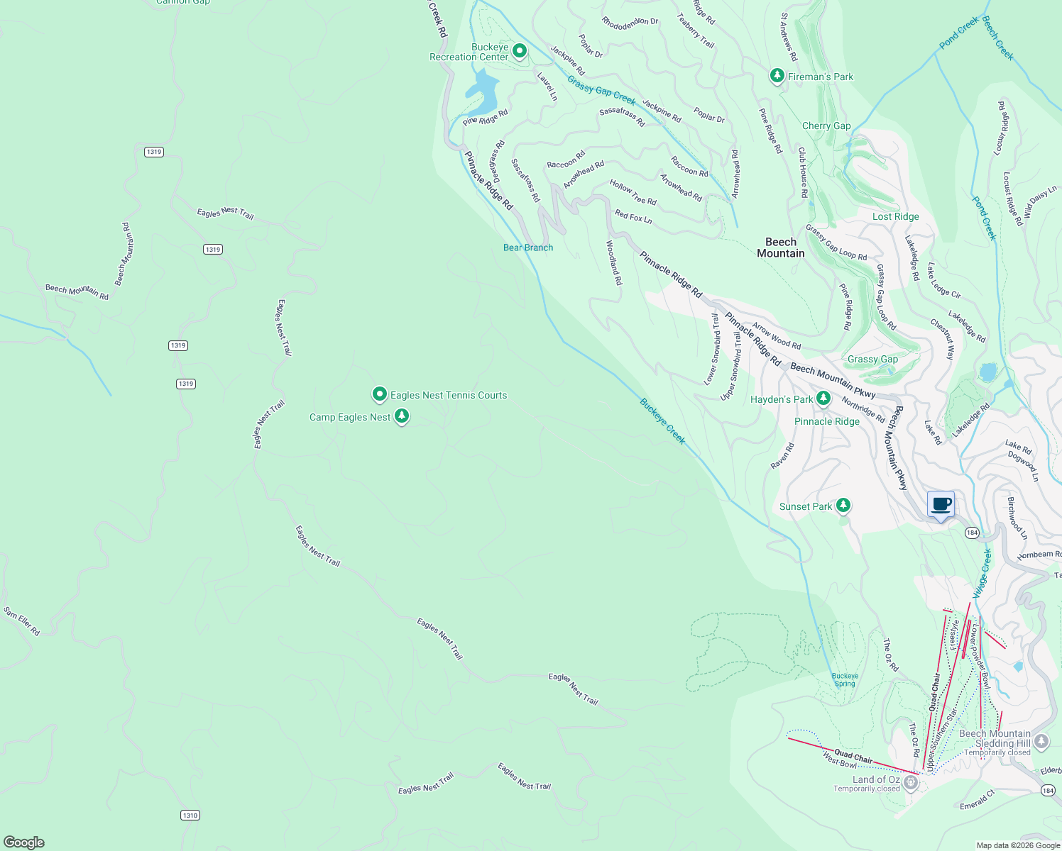 map of restaurants, bars, coffee shops, grocery stores, and more near 2605 Beech Mountain Parkway in Banner Elk