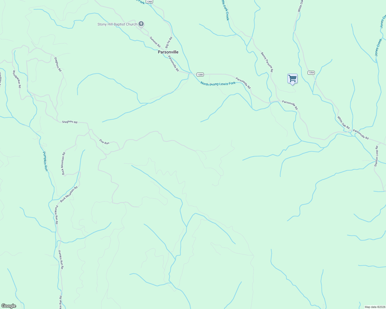 map of restaurants, bars, coffee shops, grocery stores, and more near 1022 Bobcat Mountain Road in Purlear