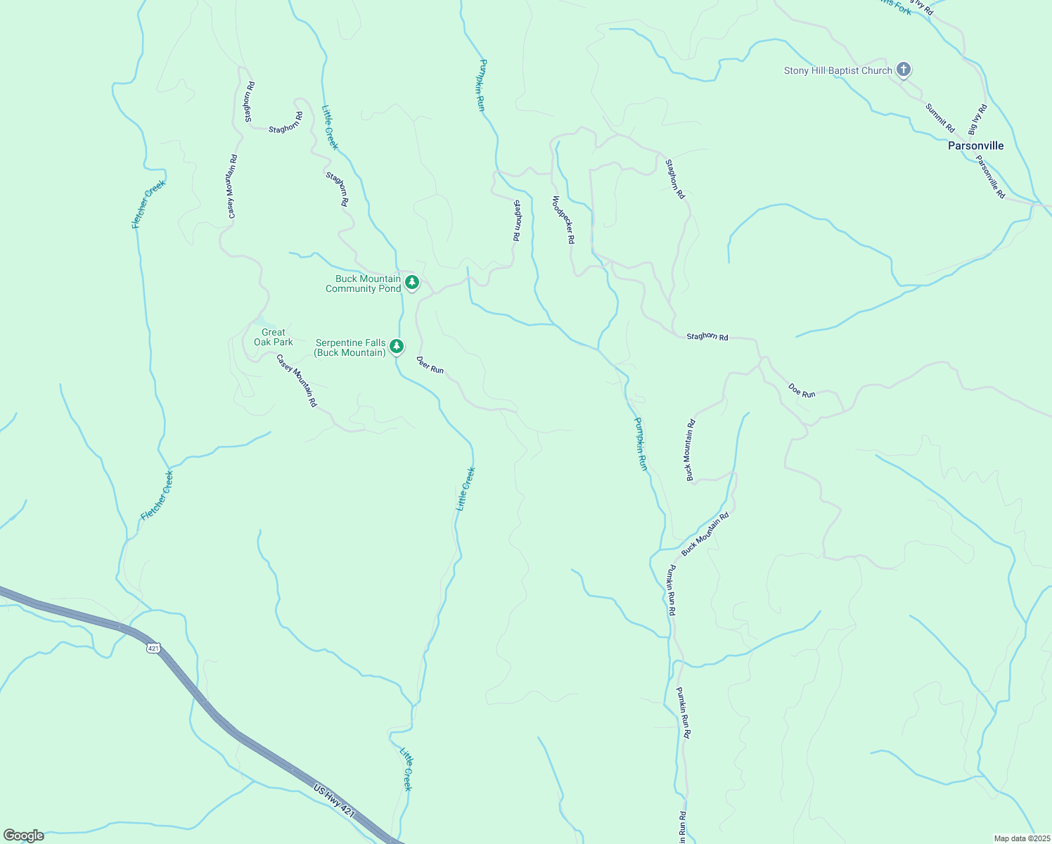 map of restaurants, bars, coffee shops, grocery stores, and more near 429 Deer Run in Purlear