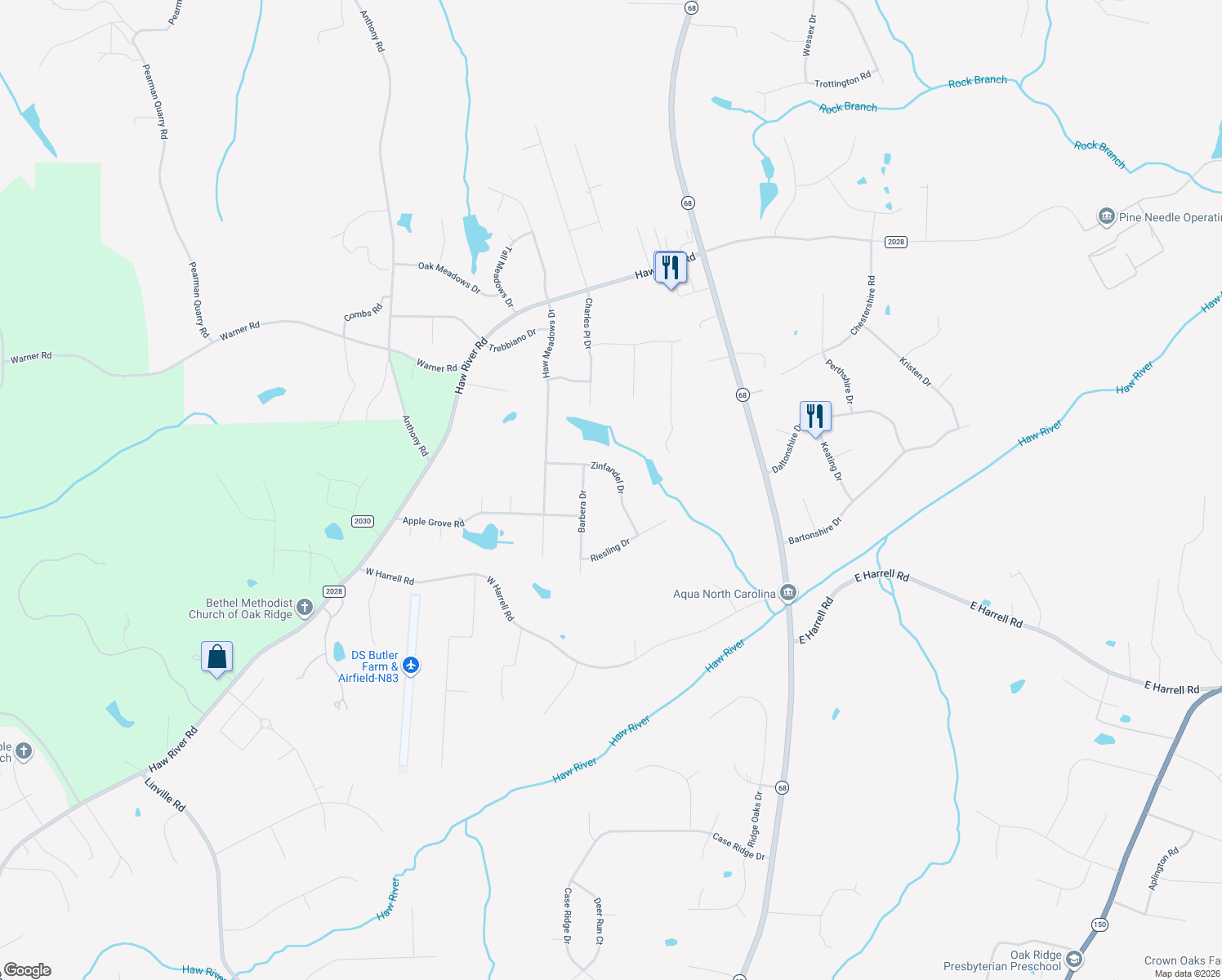 map of restaurants, bars, coffee shops, grocery stores, and more near 8129 Zinfandel Drive in Kernersville