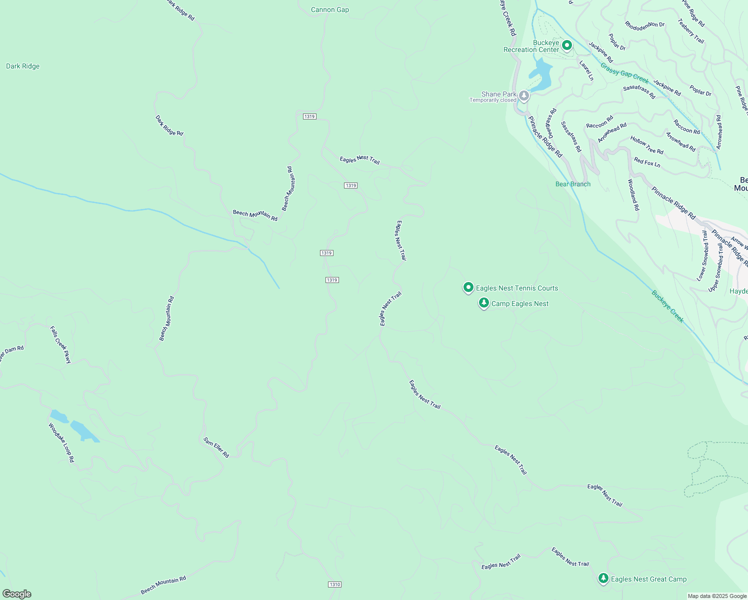 map of restaurants, bars, coffee shops, grocery stores, and more near Eagles Nest Trail in Avery County