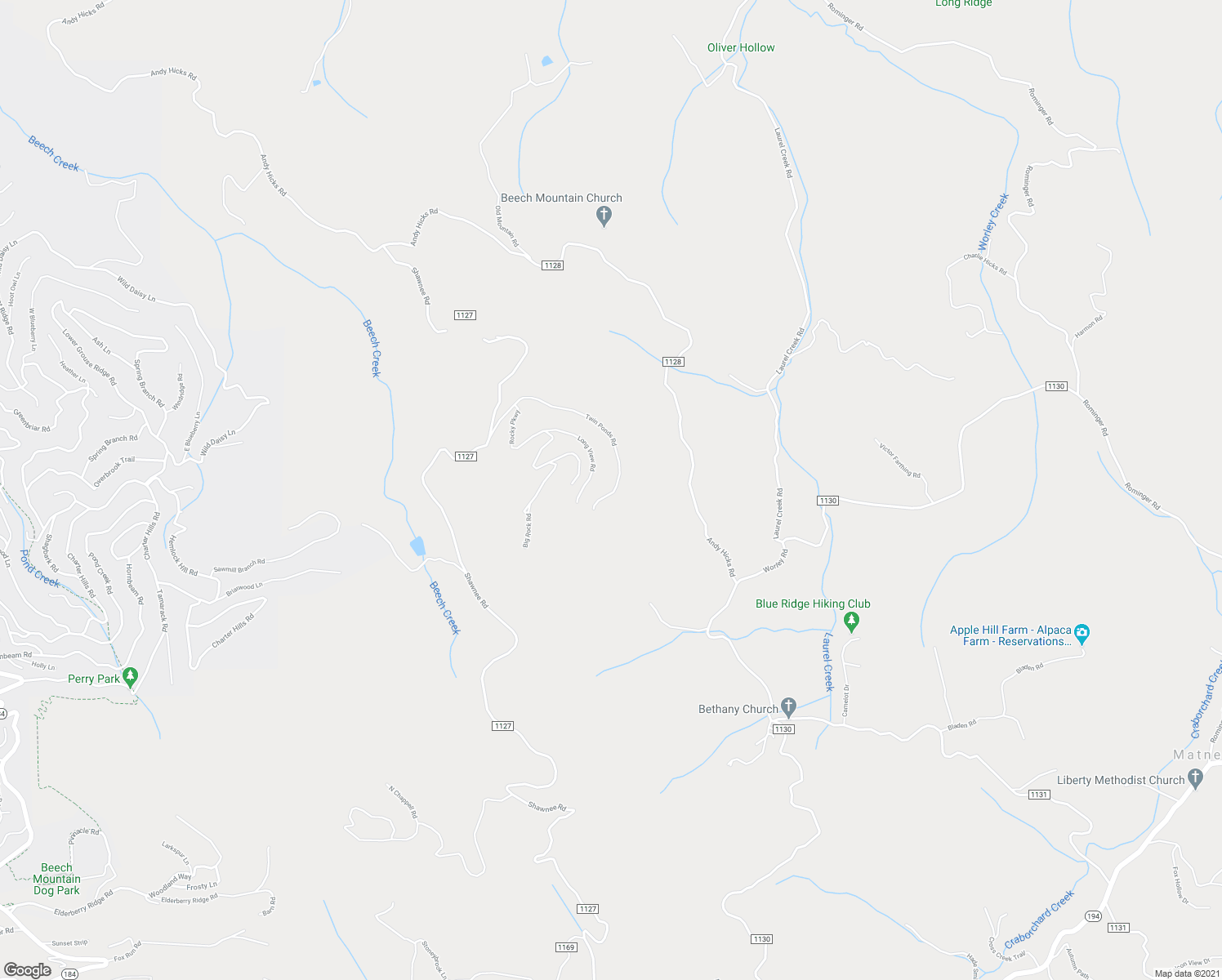 map of restaurants, bars, coffee shops, grocery stores, and more near 614 Twin Ponds Road in Banner Elk