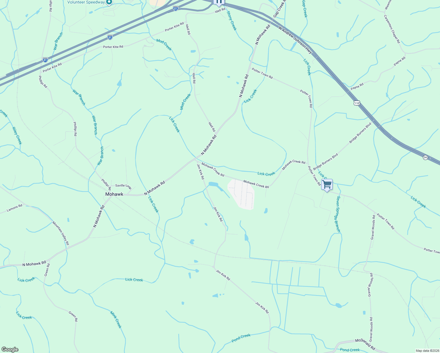 map of restaurants, bars, coffee shops, grocery stores, and more near 230 Mohawk Creek Rd in Greene