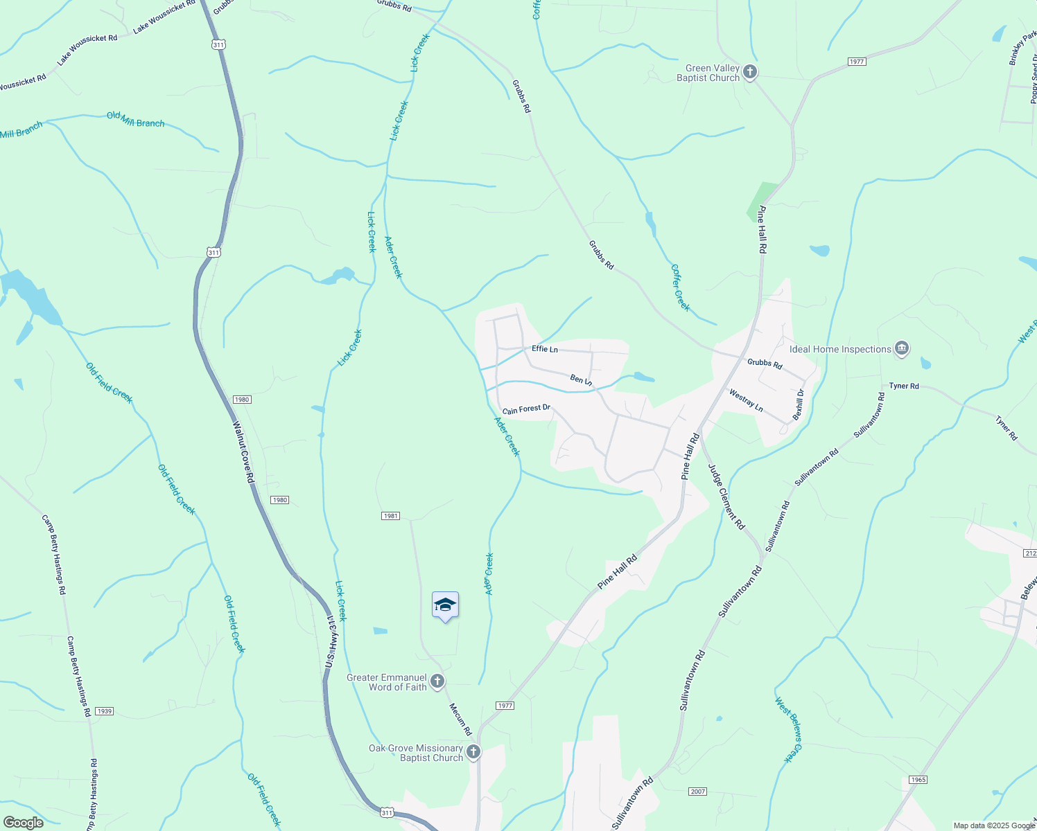 map of restaurants, bars, coffee shops, grocery stores, and more near 6065 Cain Forest Drive in Walkertown