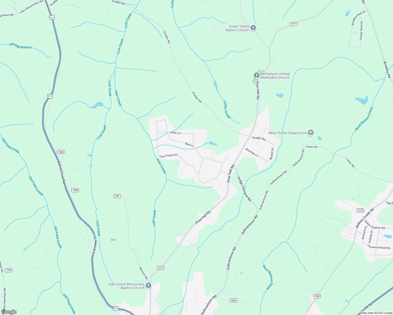 map of restaurants, bars, coffee shops, grocery stores, and more near 6012 Cain Forest Drive in Walkertown
