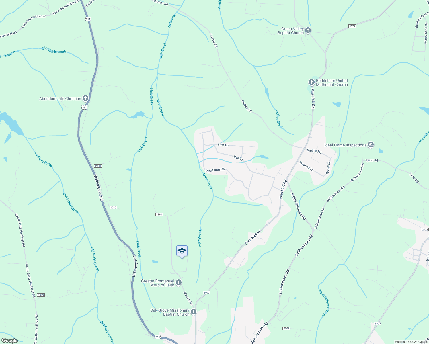 map of restaurants, bars, coffee shops, grocery stores, and more near 6061 Cain Forest Drive in Walkertown