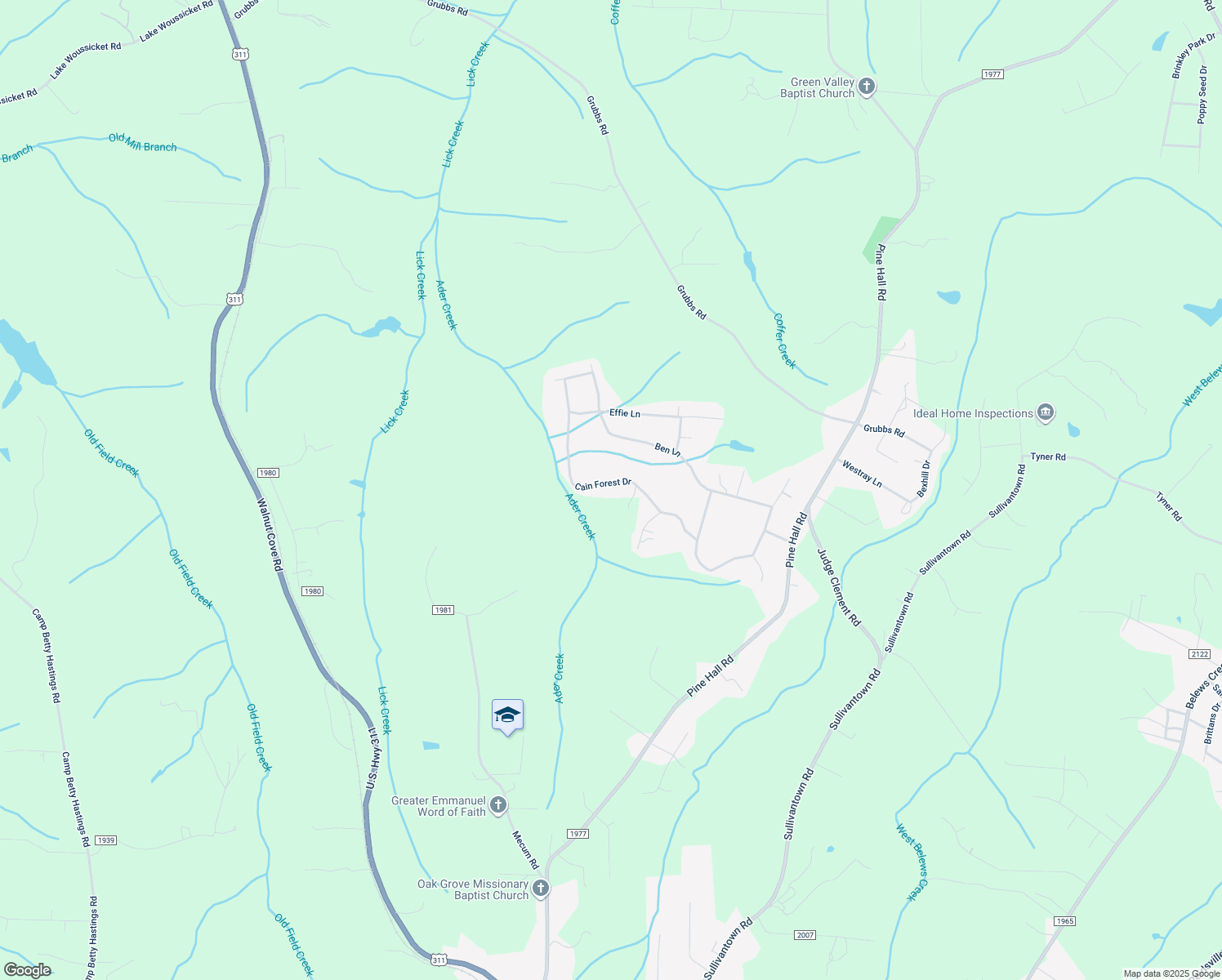 map of restaurants, bars, coffee shops, grocery stores, and more near 6053 Cain Forest Drive in Walkertown