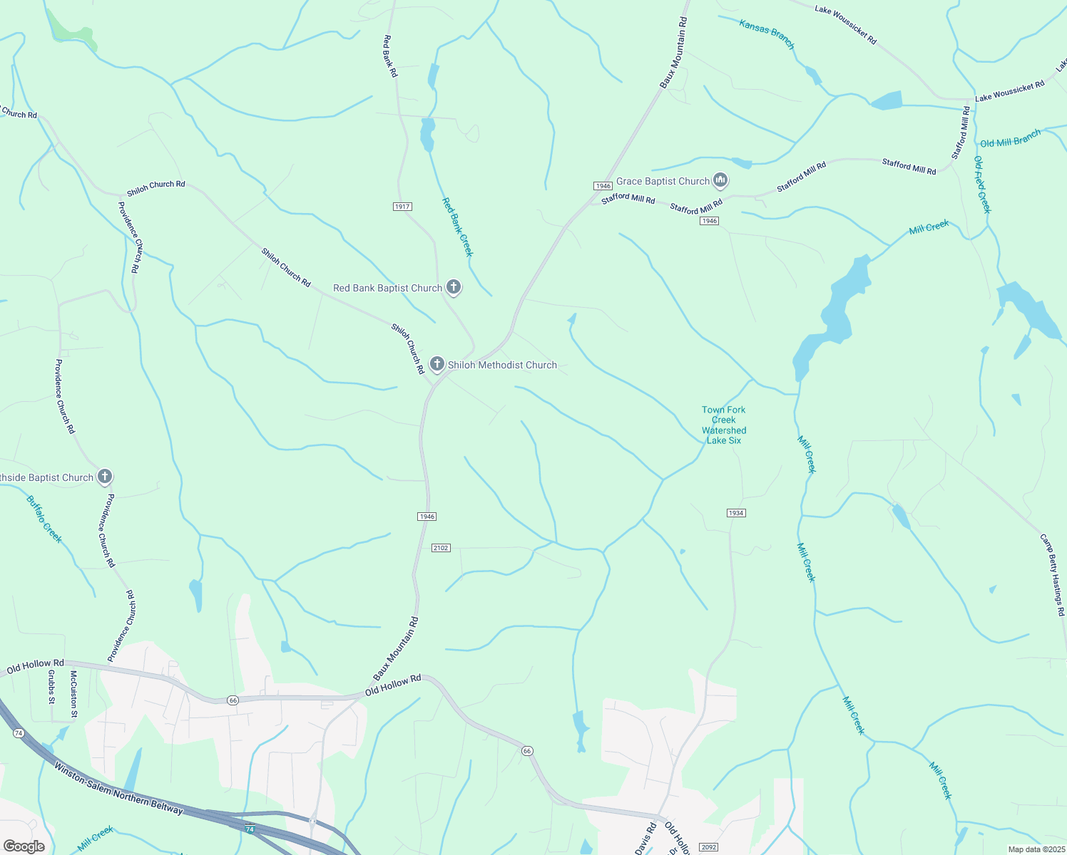 map of restaurants, bars, coffee shops, grocery stores, and more near 6625 Baux Mountain Road in Germanton