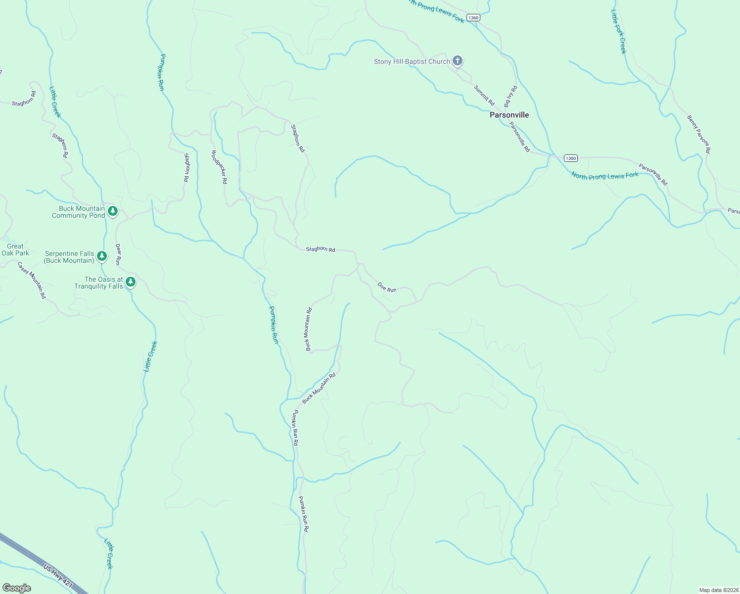 map of restaurants, bars, coffee shops, grocery stores, and more near 1138 Buck Mountain Road in Purlear