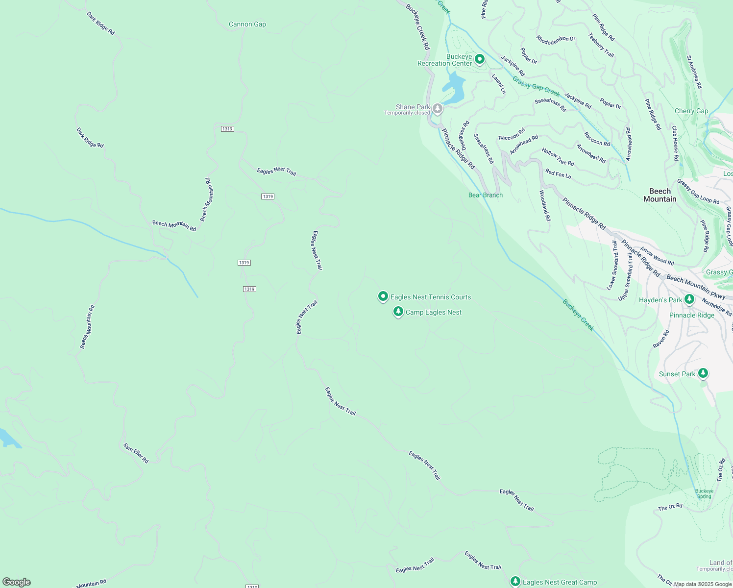 map of restaurants, bars, coffee shops, grocery stores, and more near Eagle Creek Trail in Beech Mountain