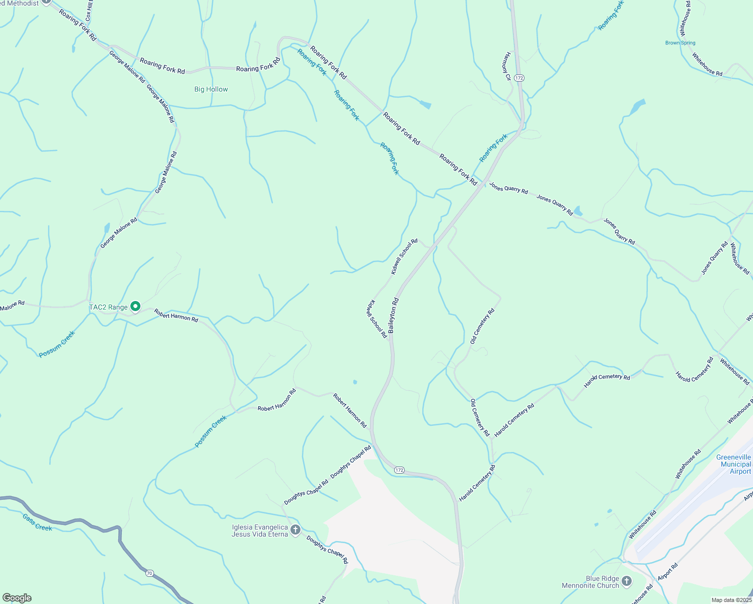 map of restaurants, bars, coffee shops, grocery stores, and more near 242 Kidwell School Road in Greeneville