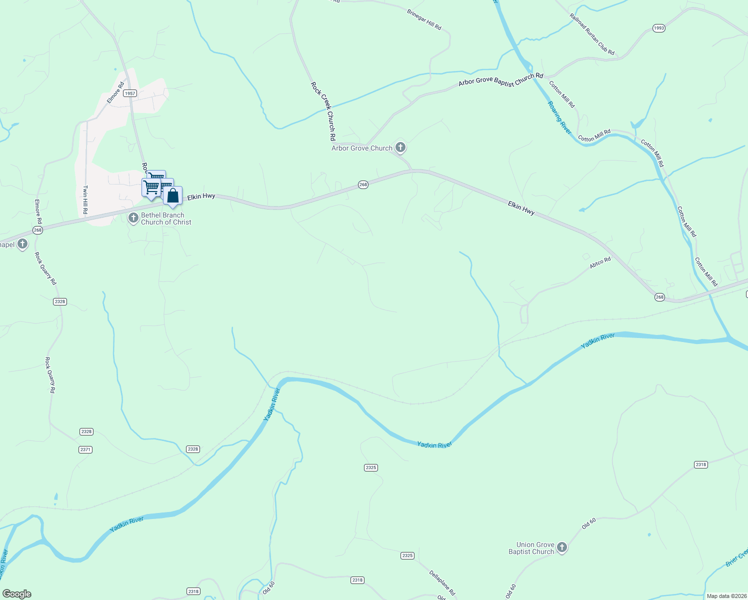 map of restaurants, bars, coffee shops, grocery stores, and more near 751 Woodhaven Road in North Wilkesboro