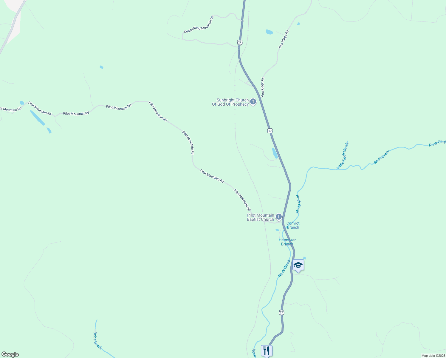 map of restaurants, bars, coffee shops, grocery stores, and more near 440 Pilot Mountain Road in Lancing