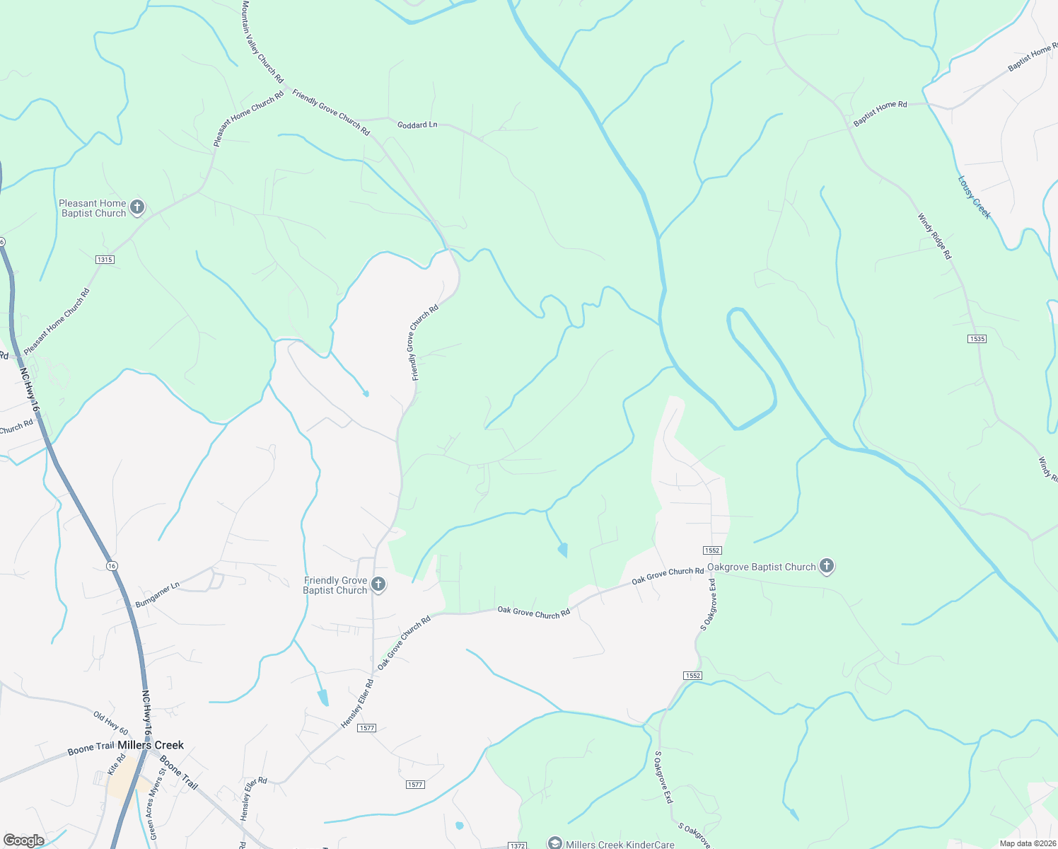 map of restaurants, bars, coffee shops, grocery stores, and more near 719 Millard Lane in Millers Creek