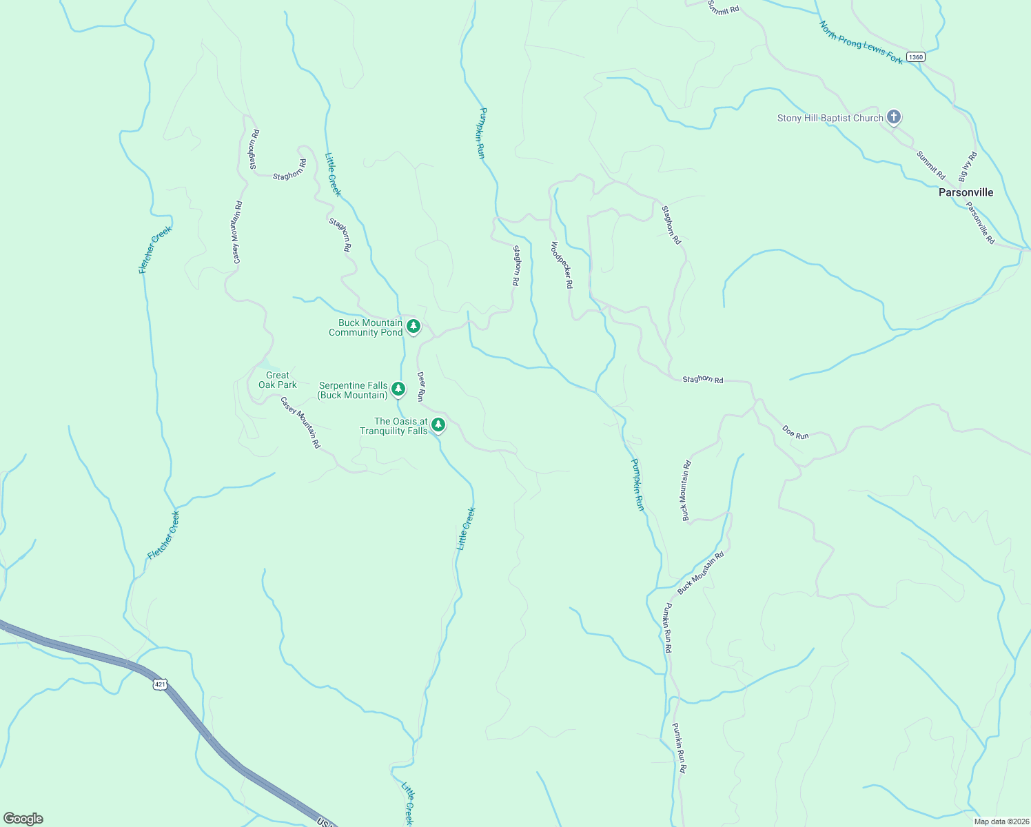 map of restaurants, bars, coffee shops, grocery stores, and more near 16 Wolf Pen Road in Purlear