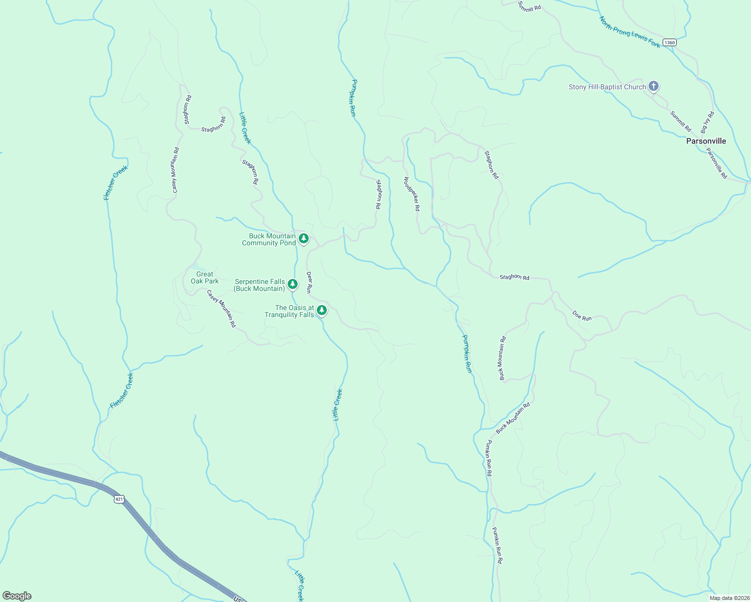 map of restaurants, bars, coffee shops, grocery stores, and more near 16 Wolf Pen Road in Purlear