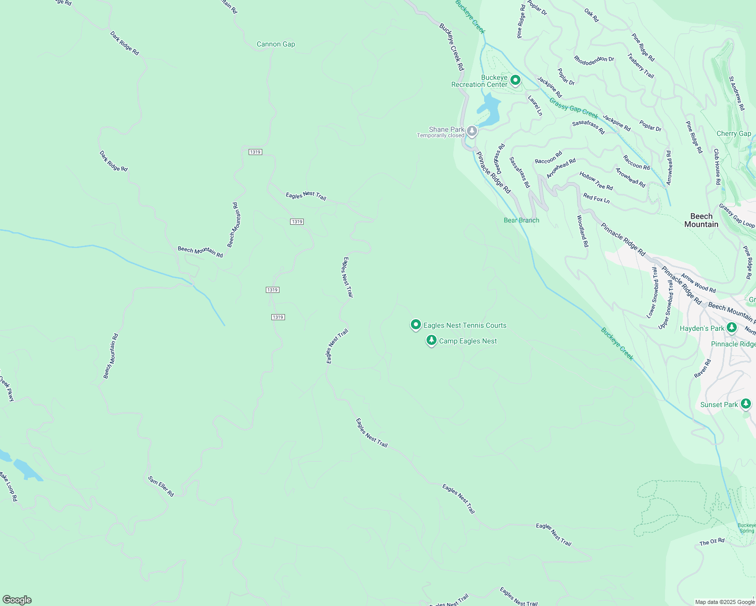 map of restaurants, bars, coffee shops, grocery stores, and more near Eagle Creek Trail in Beech Mountain
