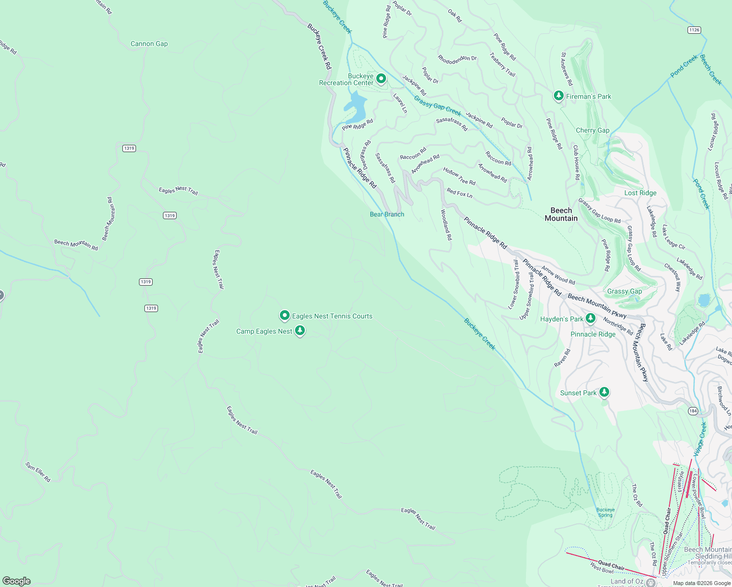 map of restaurants, bars, coffee shops, grocery stores, and more near 1300 Buckeye Ridge Road in Banner Elk