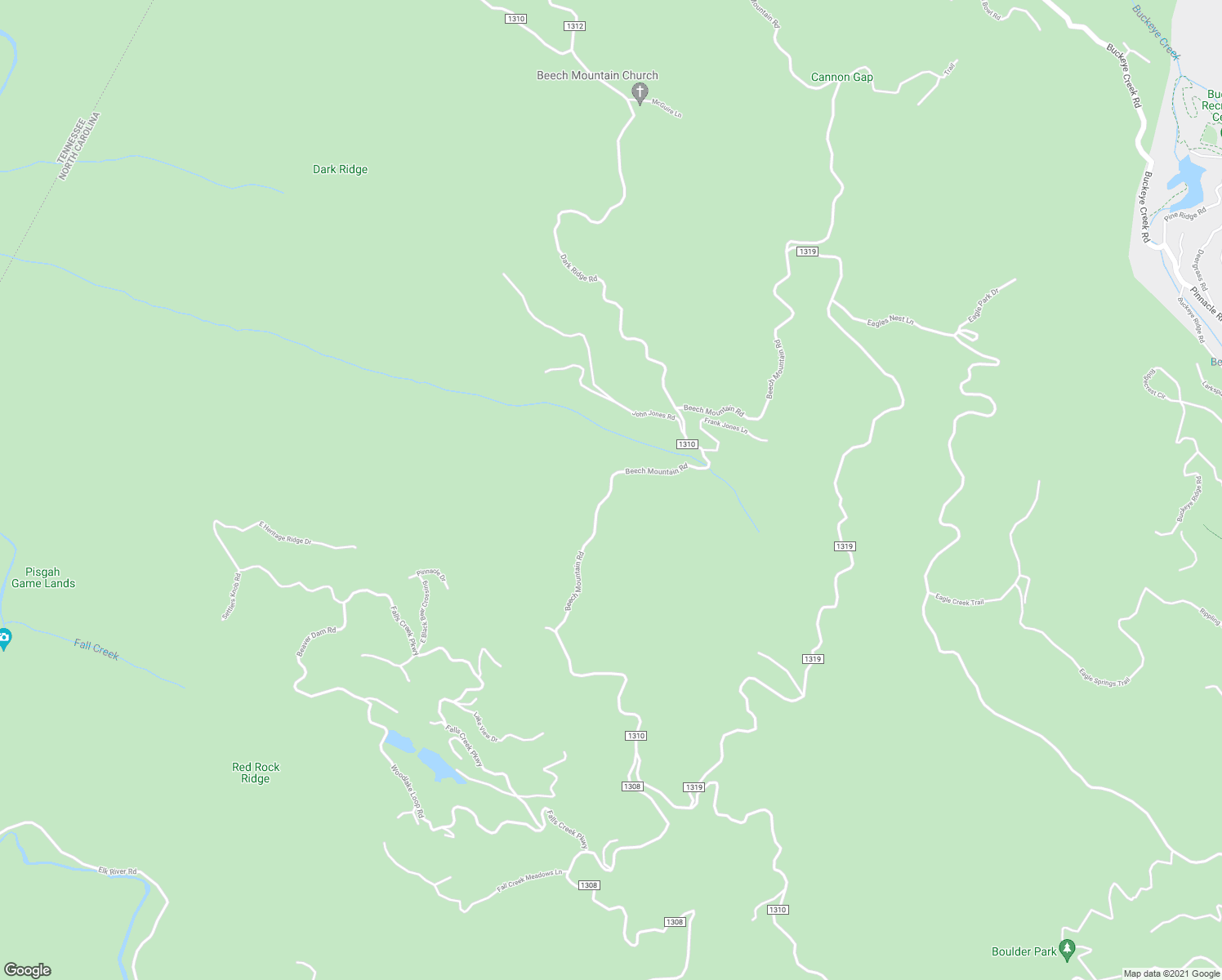 map of restaurants, bars, coffee shops, grocery stores, and more near Beech Mountain Road in Elk Park