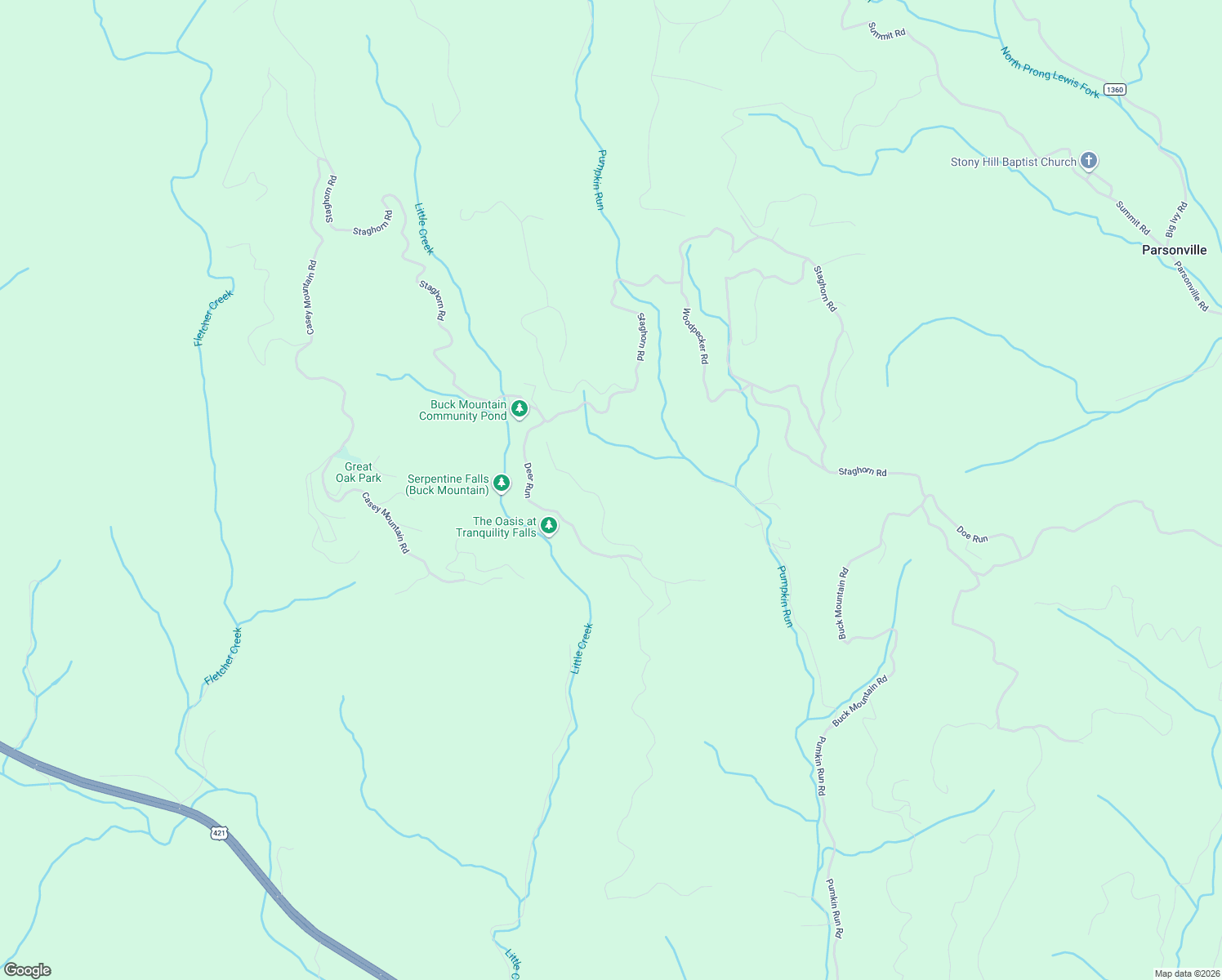 map of restaurants, bars, coffee shops, grocery stores, and more near 16 Wolf Pen Road in Purlear