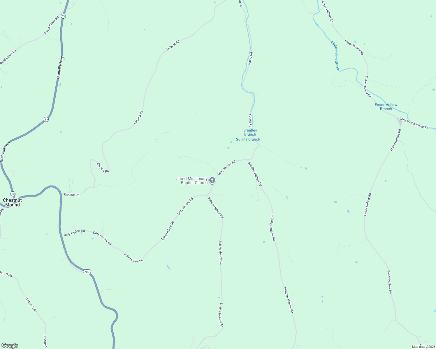 map of restaurants, bars, coffee shops, grocery stores, and more near 63 Ditty Hollow Road in Chestnut Mound