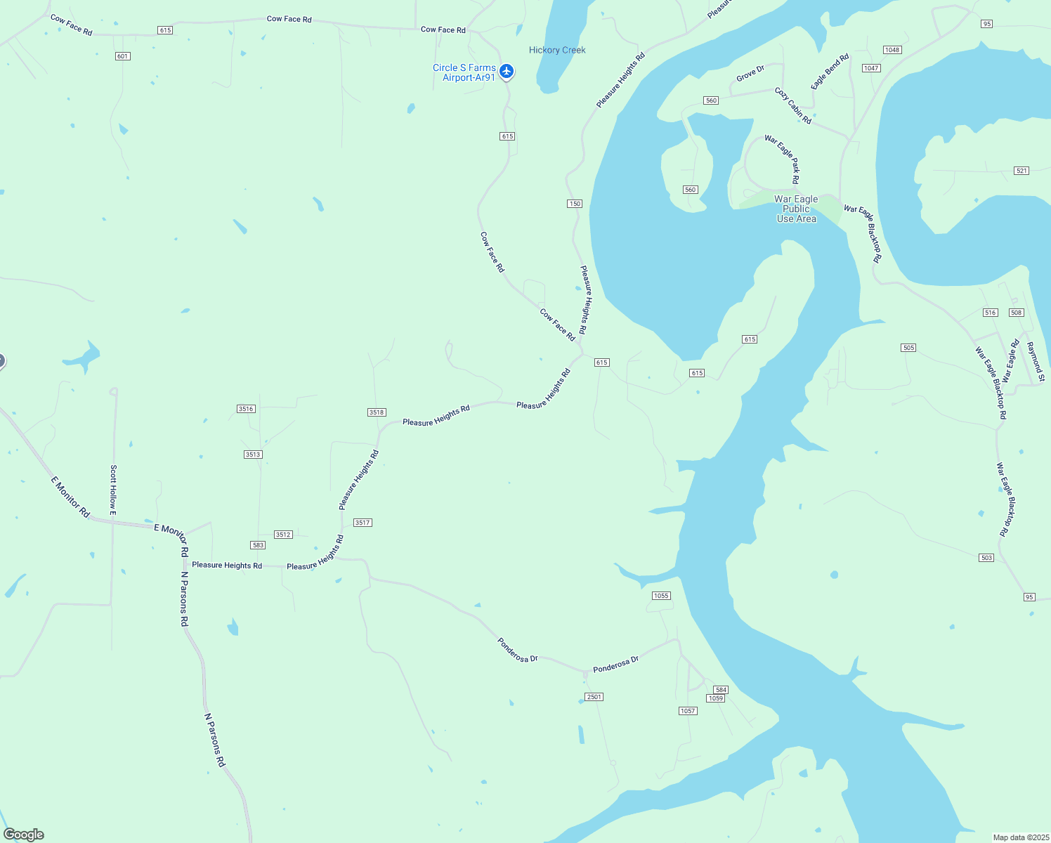 map of restaurants, bars, coffee shops, grocery stores, and more near 17833 Pleasure Heights Road in Springdale