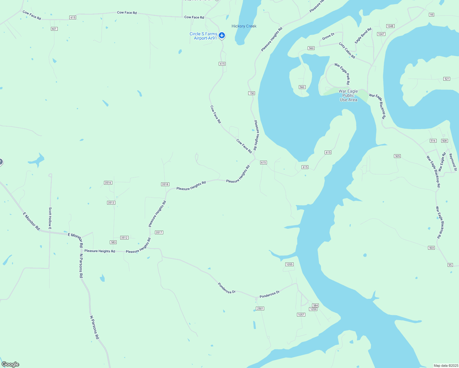 map of restaurants, bars, coffee shops, grocery stores, and more near 17833 Pleasure Heights Road in Springdale