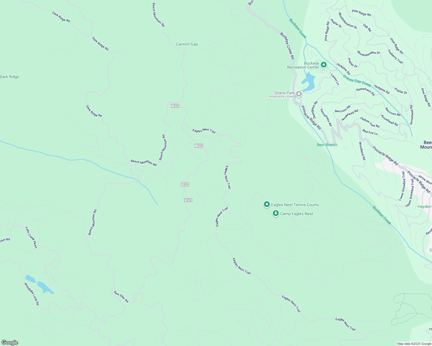 map of restaurants, bars, coffee shops, grocery stores, and more near Eagles Nest Trail in Avery County