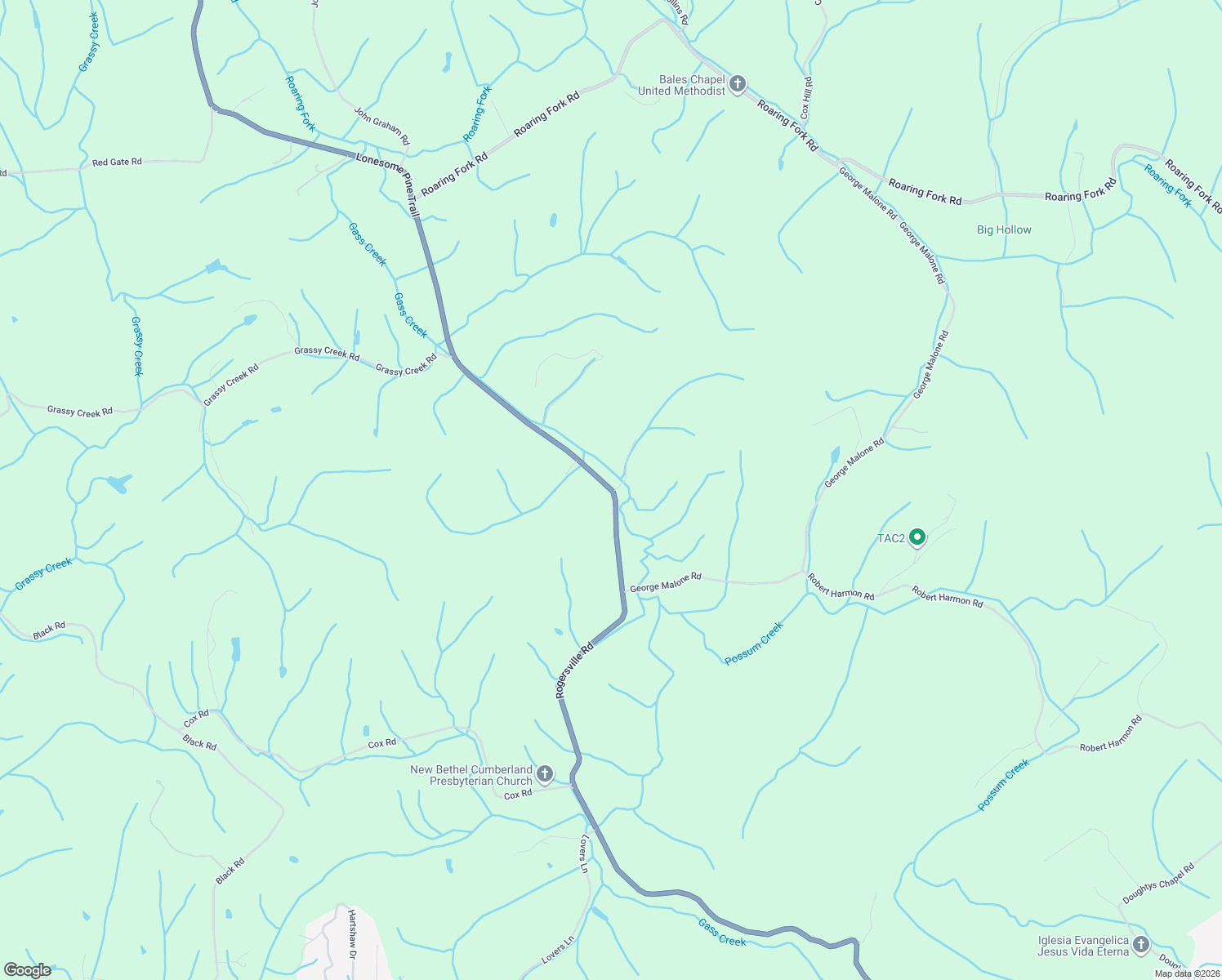 map of restaurants, bars, coffee shops, grocery stores, and more near 205 Rogersville Road in Greeneville
