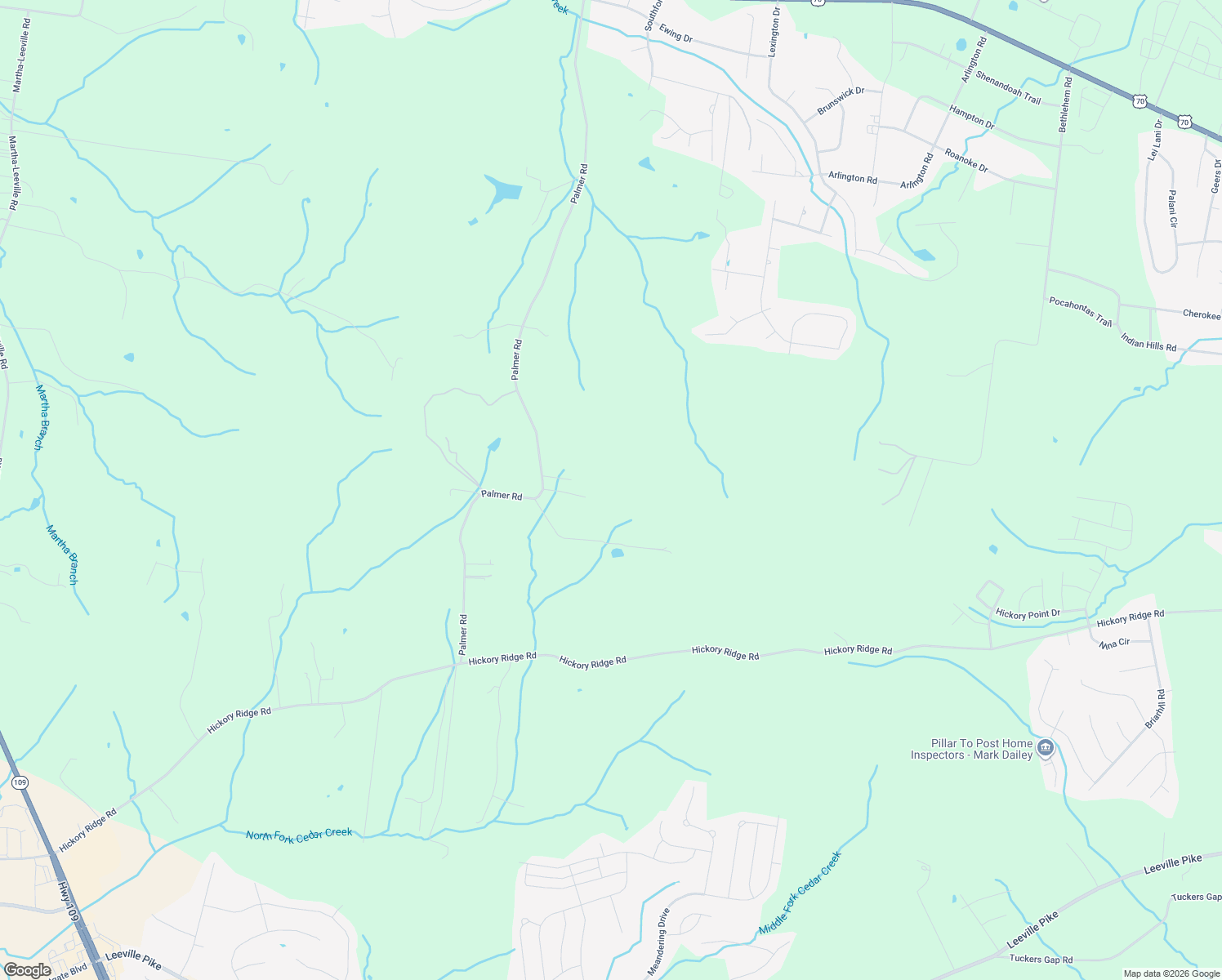 map of restaurants, bars, coffee shops, grocery stores, and more near 1665 Palmer Road in Lebanon
