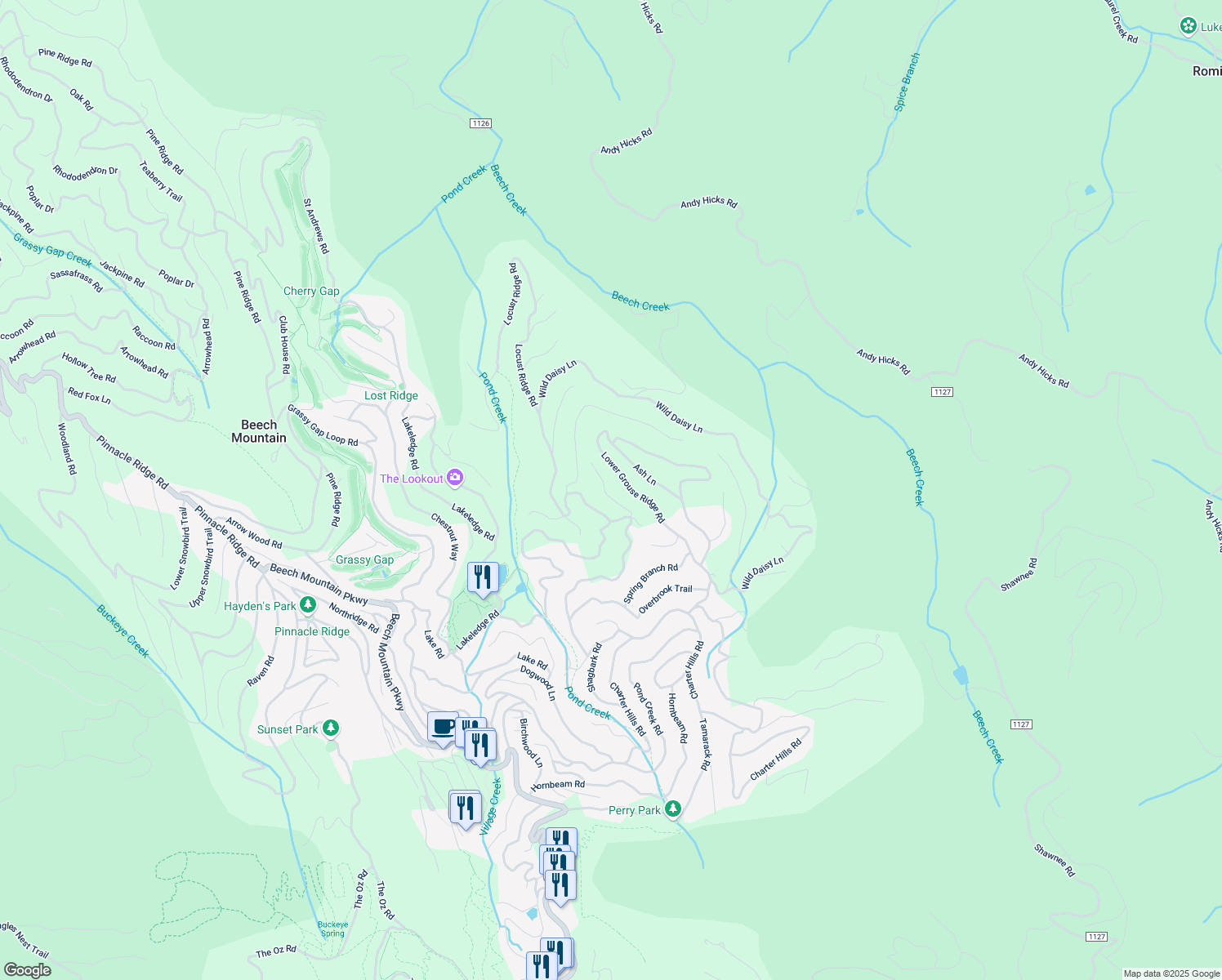 map of restaurants, bars, coffee shops, grocery stores, and more near 108 Heather Lane in Banner Elk