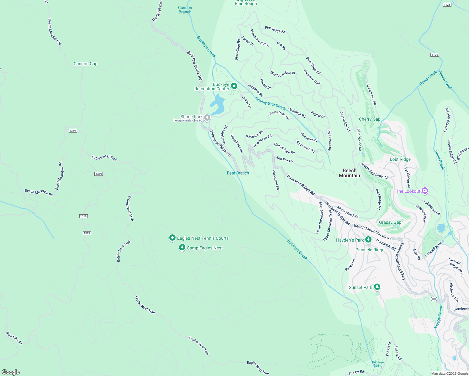 map of restaurants, bars, coffee shops, grocery stores, and more near 133 Buckeye Ridge Road in Beech Mountain