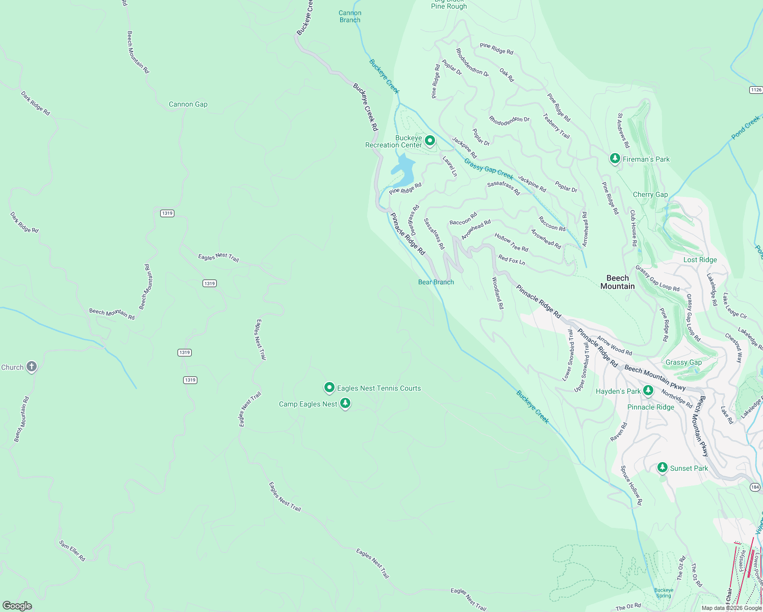 map of restaurants, bars, coffee shops, grocery stores, and more near 218 Chestnut Ridge Trail in Seven Devils