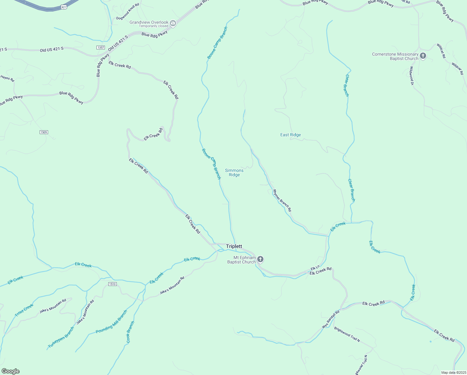 map of restaurants, bars, coffee shops, grocery stores, and more near 542 Simmons Road in Watauga County