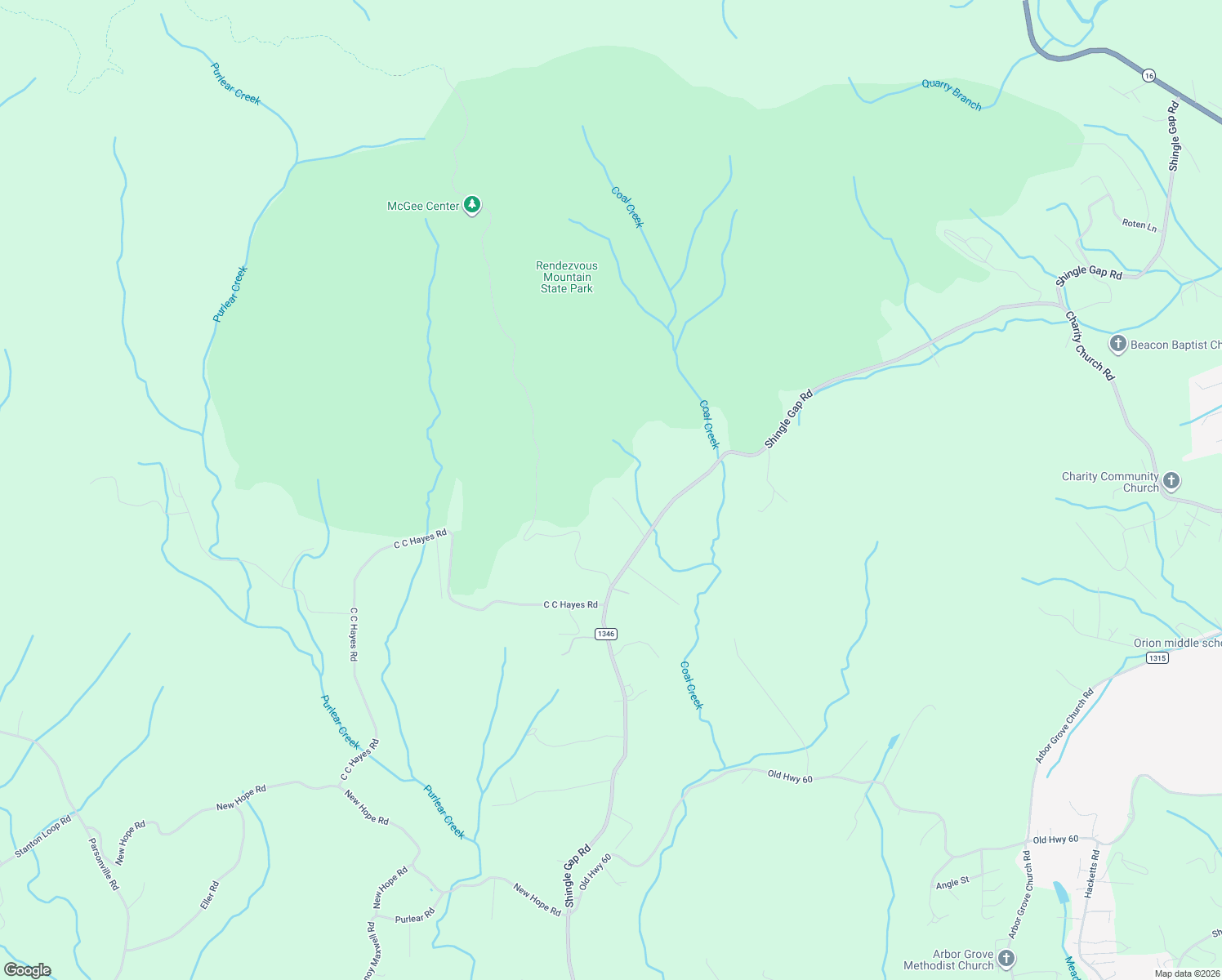 map of restaurants, bars, coffee shops, grocery stores, and more near 1346 Shingle Gap Road in Purlear