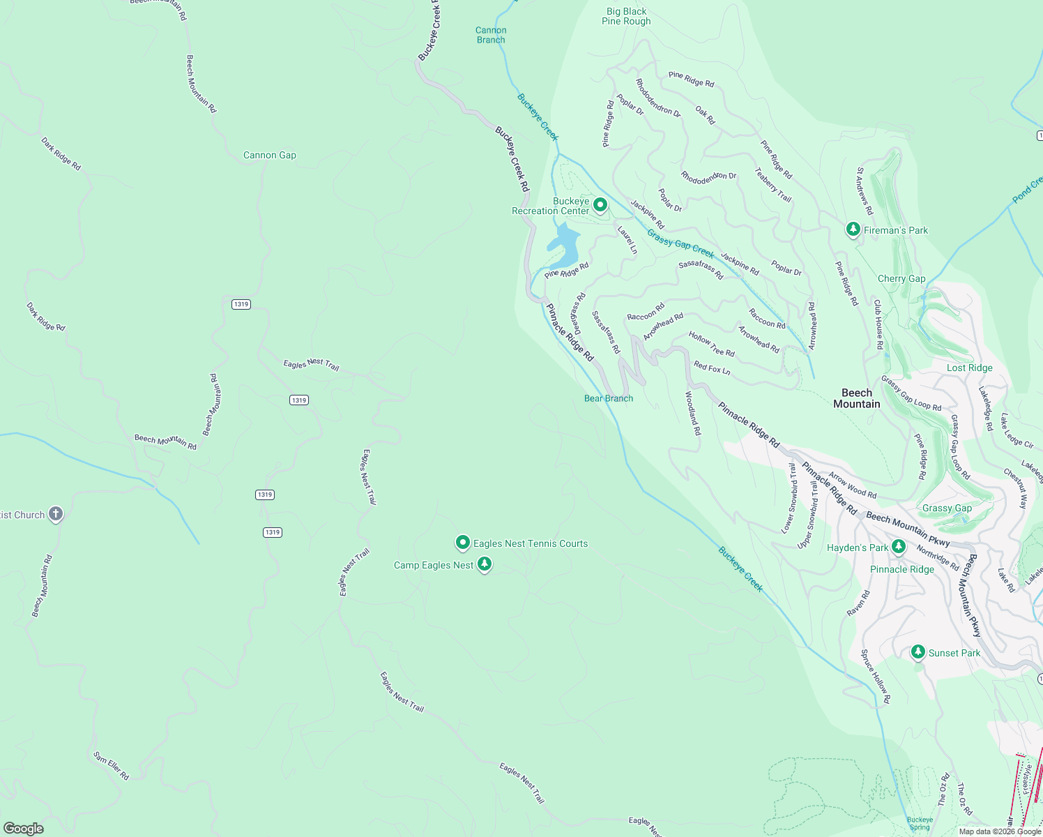 map of restaurants, bars, coffee shops, grocery stores, and more near 218 Chestnut Ridge Trail in Seven Devils
