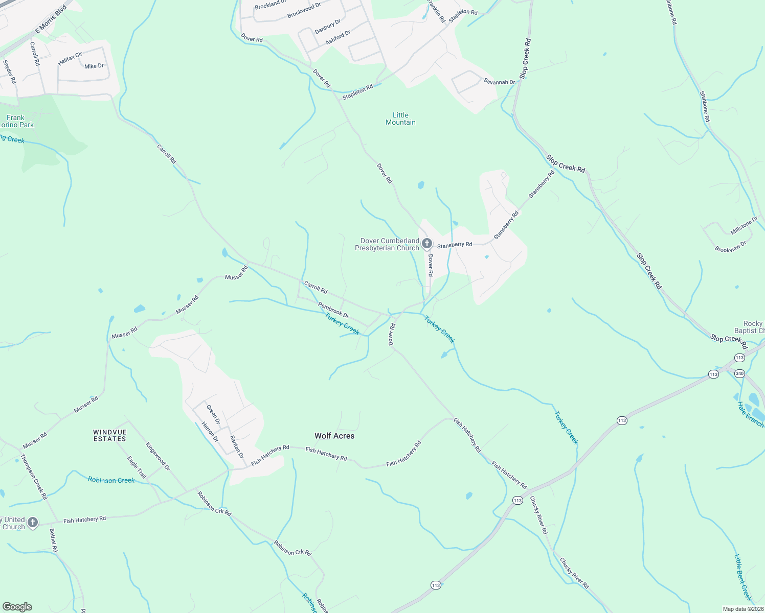 map of restaurants, bars, coffee shops, grocery stores, and more near 1928 Carroll Road in Morristown