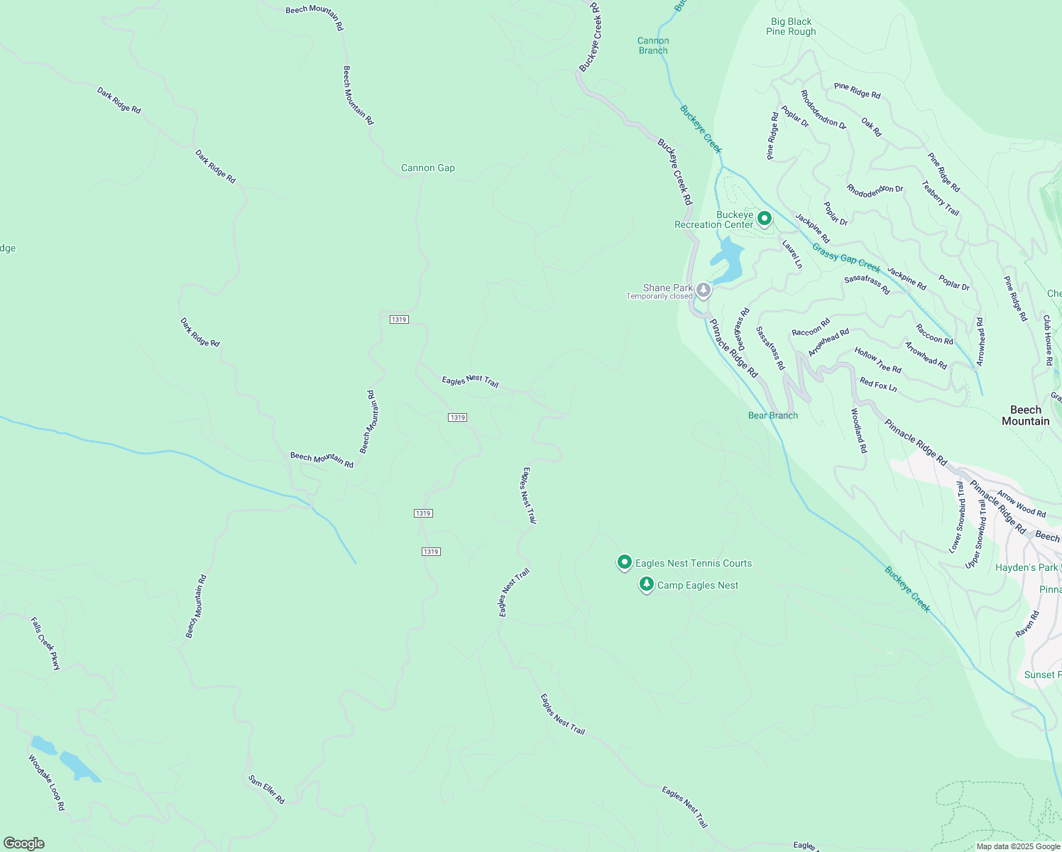 map of restaurants, bars, coffee shops, grocery stores, and more near 5579 Eagles Nest Trail in Elk Park