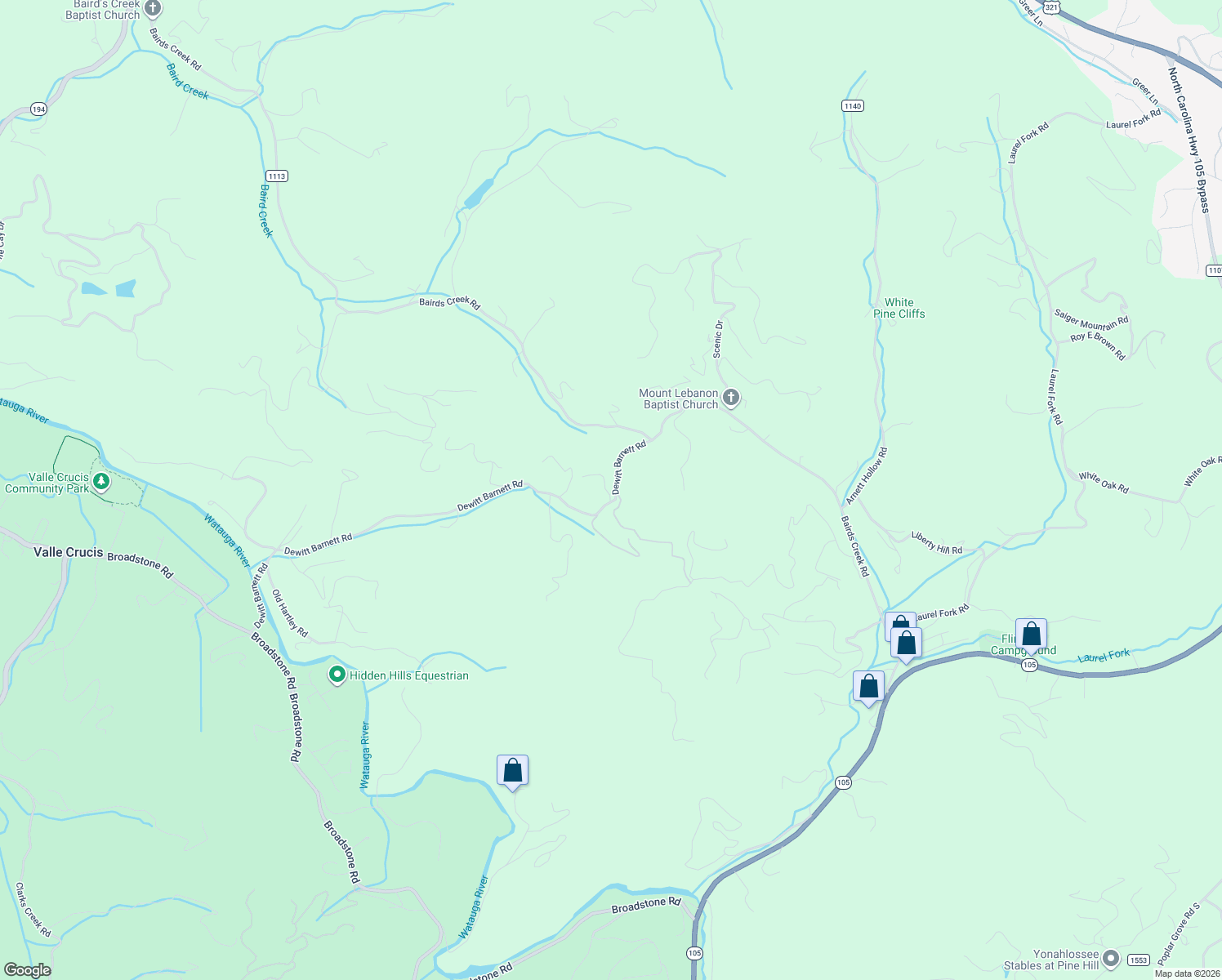 map of restaurants, bars, coffee shops, grocery stores, and more near 324 Dewitt Barnett Road in Vilas
