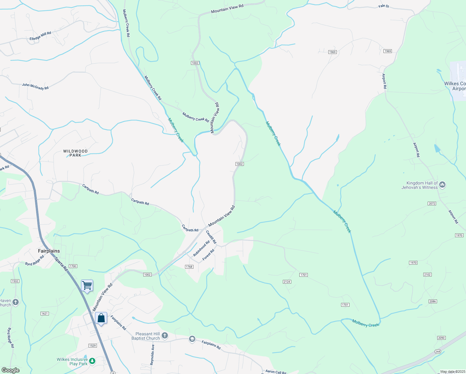 map of restaurants, bars, coffee shops, grocery stores, and more near 1739 Mountain View Road in North Wilkesboro