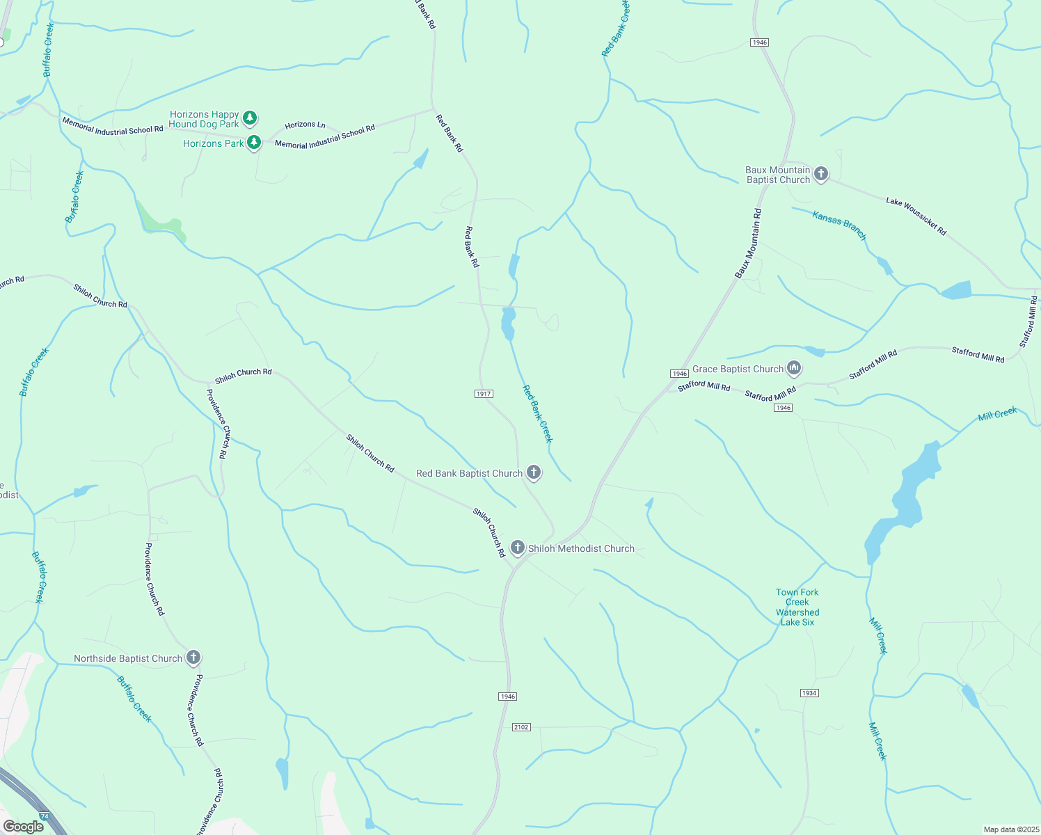 map of restaurants, bars, coffee shops, grocery stores, and more near 6605 Red Bank Road in Germanton