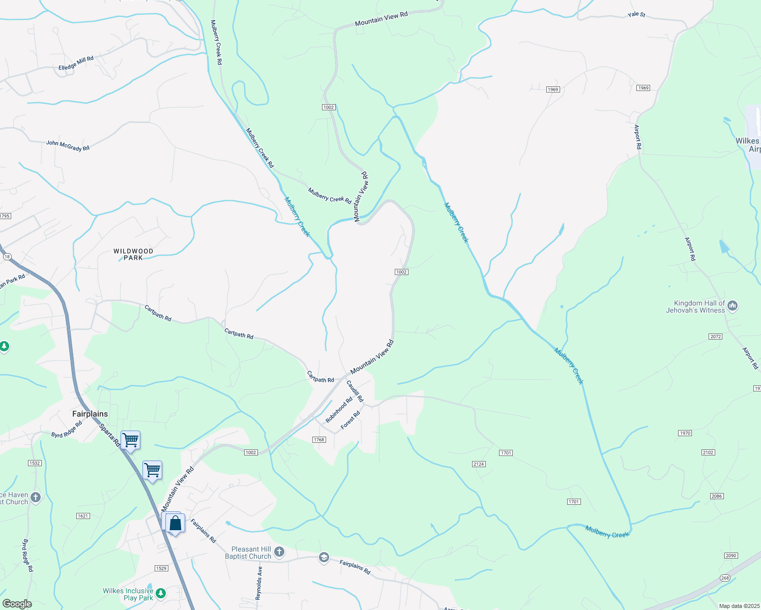 map of restaurants, bars, coffee shops, grocery stores, and more near 1739 Mountain View Road in North Wilkesboro