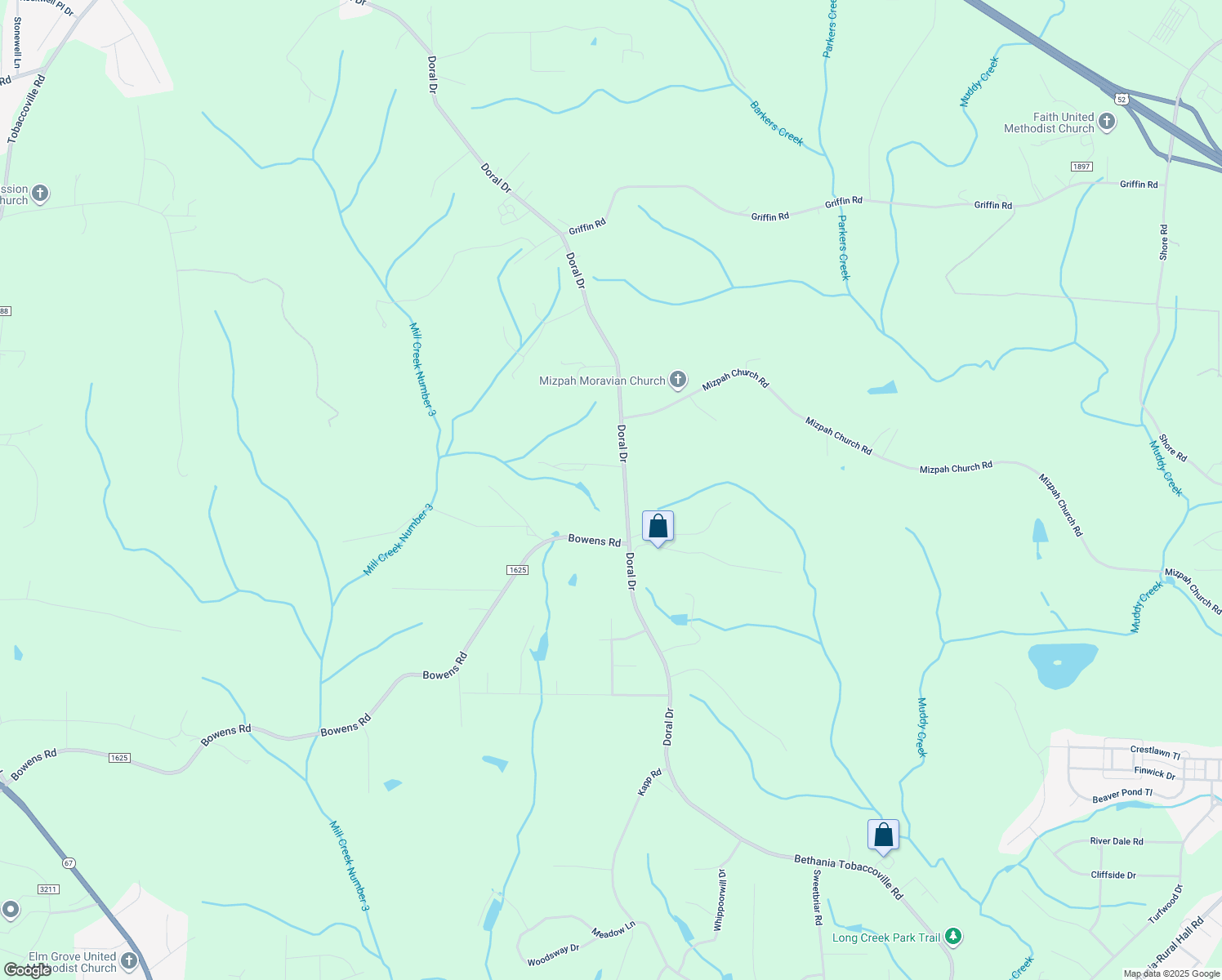 map of restaurants, bars, coffee shops, grocery stores, and more near 6330 Doral Dr in Tobaccoville