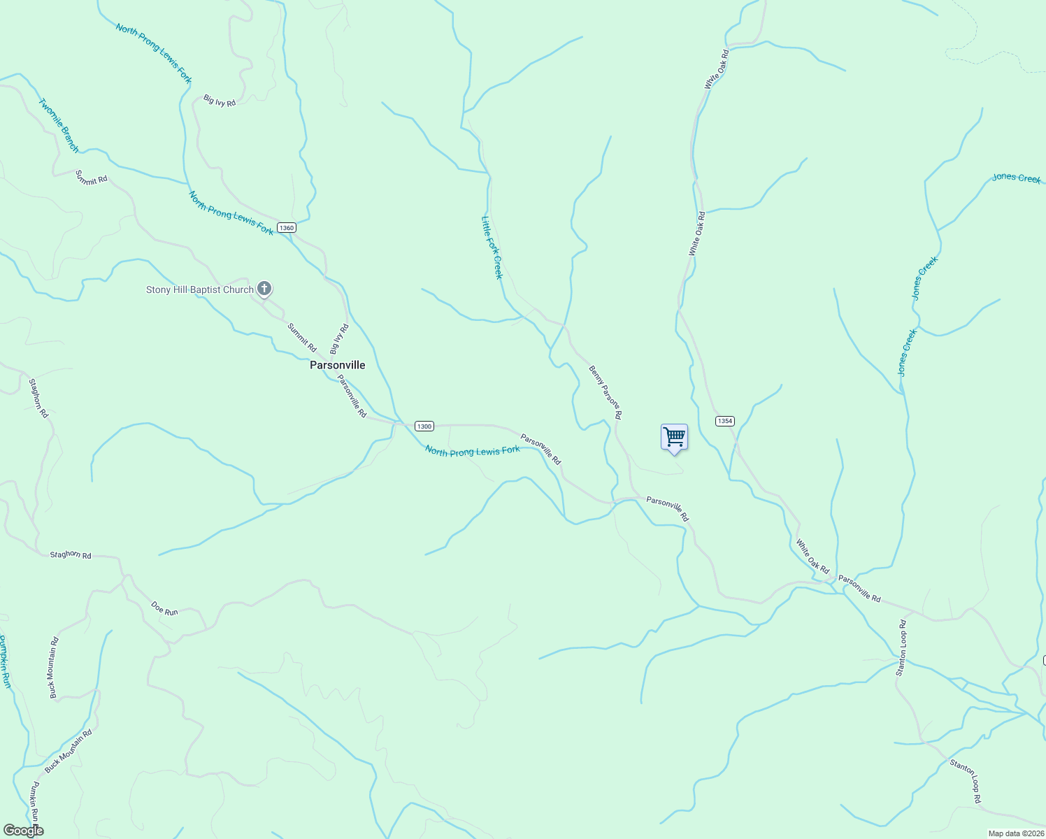 map of restaurants, bars, coffee shops, grocery stores, and more near 3852-4544 State Road 1300 in Purlear