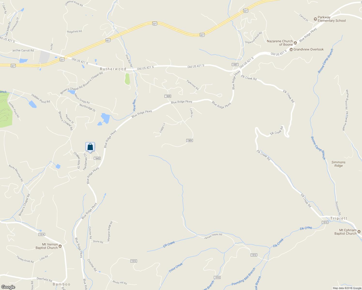 map of restaurants, bars, coffee shops, grocery stores, and more near 468 Daniel Drive in Boone