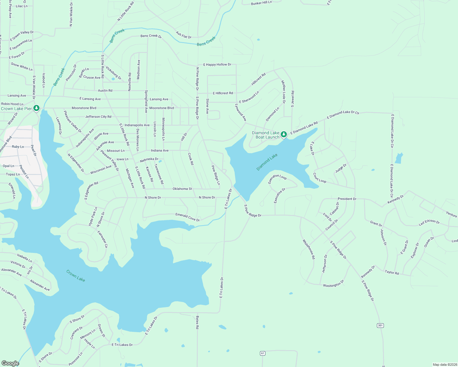 map of restaurants, bars, coffee shops, grocery stores, and more near 1108 South Pine Ridge Drive in Horseshoe Bend